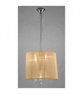 Tiffany Pendant 3+3 Light E14+G9 Polished Chrome With Soft Bronze Shade & Clear Crystal-2