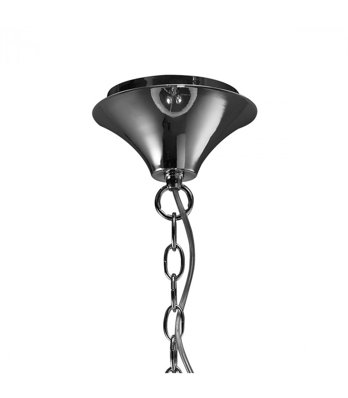 Tiffany Pendant 3+3 Light E14+G9 Polished Chrome With Soft Bronze Shade & Clear Crystal-3