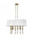 Tiffany Pendant 6+6 Light E27+G9 Oval Antique Brass With White Shade & Clear Crystal-1