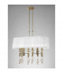 Tiffany Pendant 6+6 Light E27+G9 Oval Antique Brass With White Shade & Clear Crystal-2