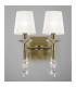 Tiffany Wall Lamp Switched 2+2 Light E14+G9 Antique Brass With White Shades & Clear Crystal-2