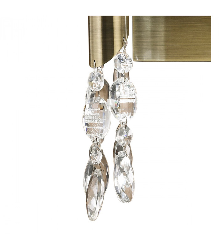 Tiffany Wall Lamp Switched 2+2 Light E14+G9 Antique Brass With White Shades & Clear Crystal-6
