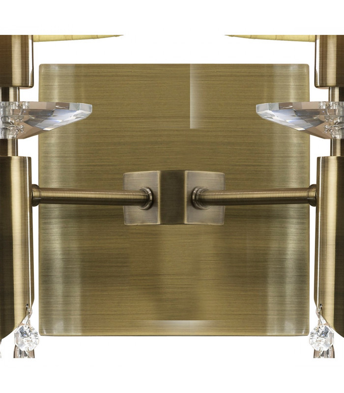 Tiffany Wall Lamp Switched 2+2 Light E14+G9 Antique Brass With Cream Shades & Clear Crystal-3