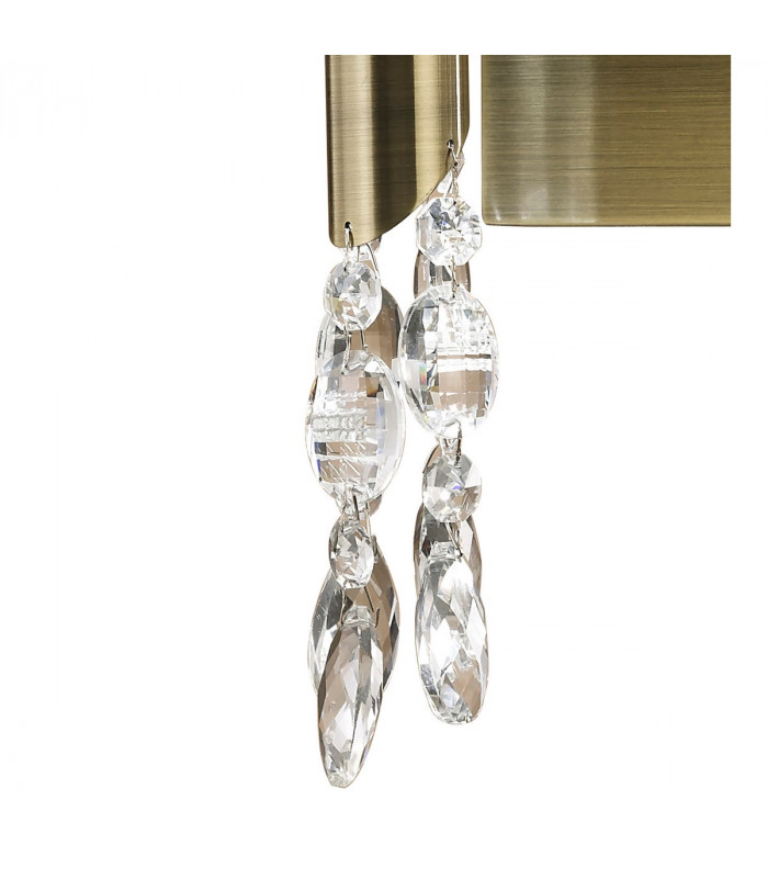 Tiffany Wall Lamp Switched 2+2 Light E14+G9 Antique Brass With Cream Shades & Clear Crystal-6