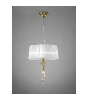 Tiffany Pendant 3+1 Light E27+G9 Antique Brass With White Shade & Clear Crystal-2
