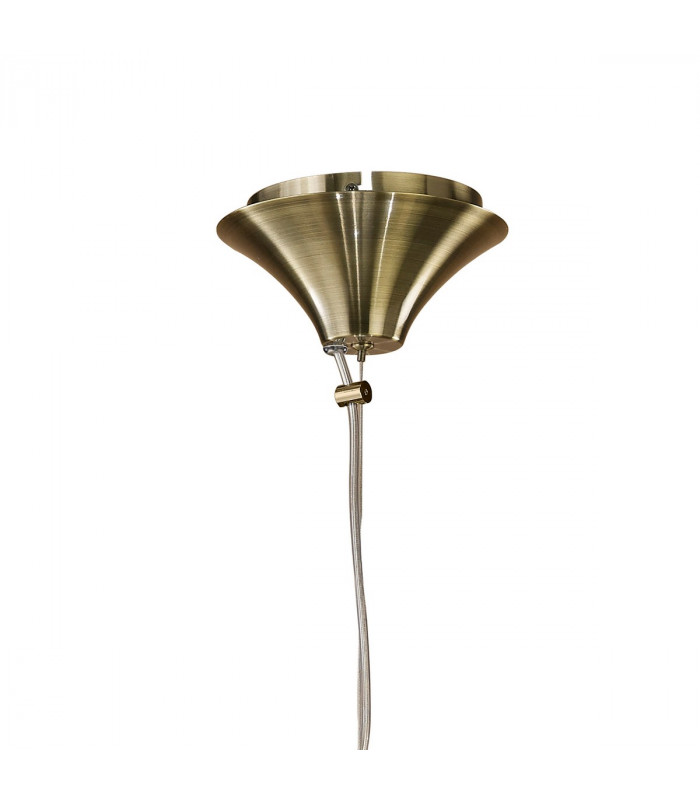 Tiffany Pendant 3+1 Light E27+G9 Antique Brass With White Shade & Clear Crystal-3
