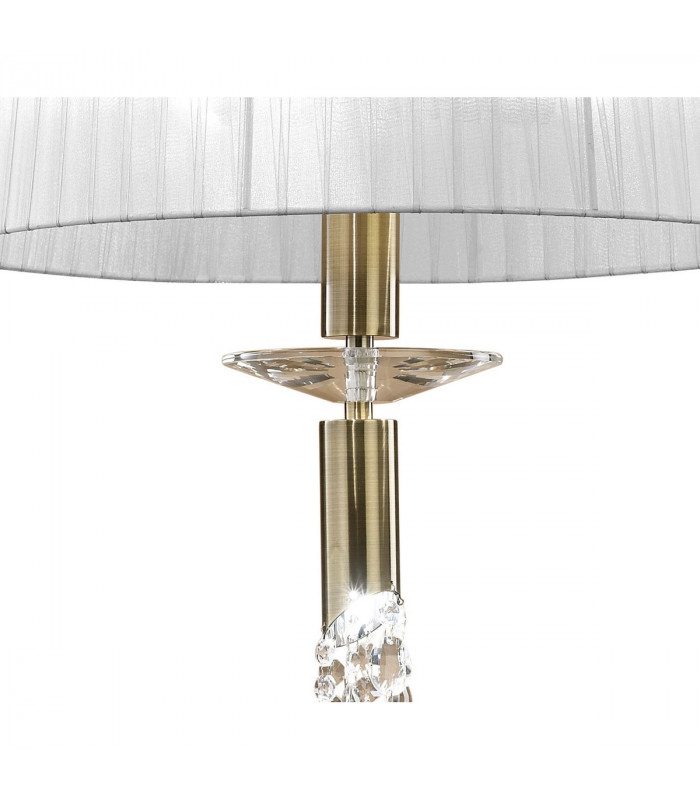 Tiffany Pendant 3+1 Light E27+G9 Antique Brass With White Shade & Clear Crystal-5