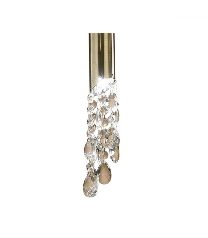 Tiffany Pendant 3+1 Light E27+G9 Antique Brass With White Shade & Clear Crystal-6