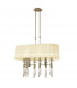Tiffany Pendant 6+6 Light E27+G9 Oval Antique Brass With Cream Shade & Clear Crystal-1