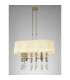 Tiffany Pendant 6+6 Light E27+G9 Oval Antique Brass With Cream Shade & Clear Crystal-2