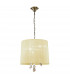 Tiffany Pendant 3+3 Light E14+G9 Antique Brass With Cream Shade & Clear Crystal-1