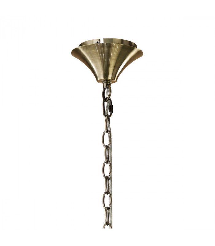 Tiffany Pendant 2 Tier 12+12 Light E14+G9 Antique Brass With Cream Shades & Clear Crystal-3