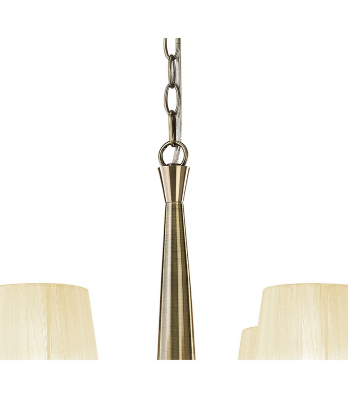 Tiffany Pendant 2 Tier 12+12 Light E14+G9 Antique Brass With Cream Shades & Clear Crystal-4
