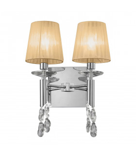 Tiffany Wall Lamp Switched 2+2 Light E14+G9 Polished Chrome With Soft Bronze Shades & Clear Crystal-1