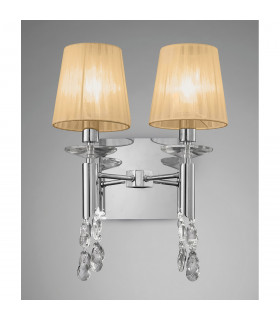 Tiffany Wall Lamp Switched 2+2 Light E14+G9 Polished Chrome With Soft Bronze Shades & Clear Crystal-2