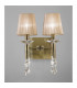 Tiffany Wall Lamp 2+2 Light E14 With Soft Bronze Shades Antique Brass/Crystal-2