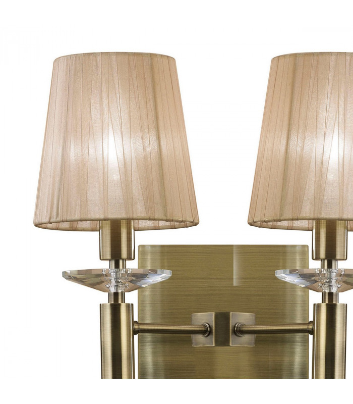 Tiffany Wall Lamp 2+2 Light E14 With Soft Bronze Shades Antique Brass/Crystal-3