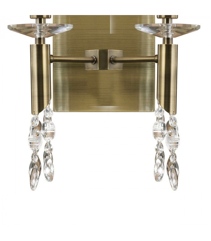 Tiffany Wall Lamp 2+2 Light E14 With Soft Bronze Shades Antique Brass/Crystal-4