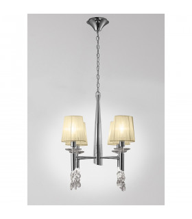 Tiffany Pendant 4+4 Light E14+G9 Polished Chrome With Cream Shades & Clear Crystal-2