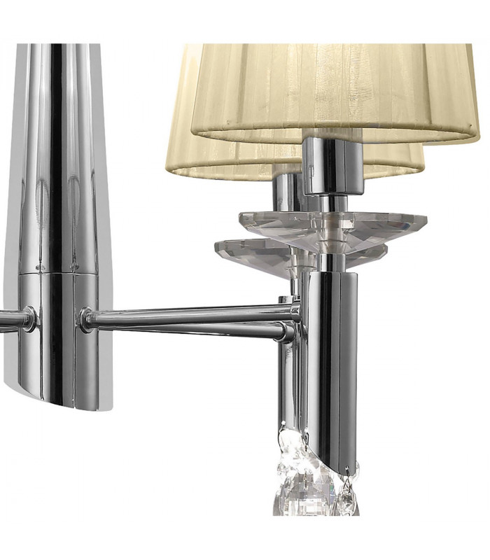 Tiffany Pendant 4+4 Light E14+G9 Polished Chrome With Cream Shades & Clear Crystal-7