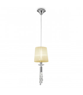 Tiffany Pendant 1+1 Light E27+G9 Polished Chrome With Cream Shade & Clear Crystal-1