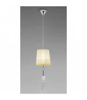 Tiffany Pendant 1+1 Light E27+G9 Polished Chrome With Cream Shade & Clear Crystal-2