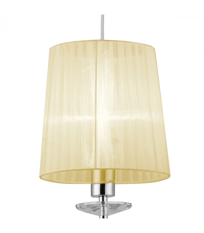 Tiffany Pendant 1+1 Light E27+G9 Polished Chrome With Cream Shade & Clear Crystal-4