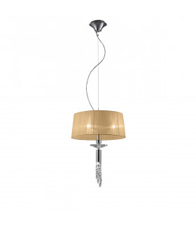 Tiffany Pendant 3+1 Light E27+G9 Polished Chrome With Soft Bronze Shade & Clear Crystal-1