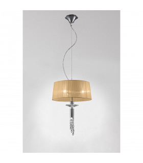 Tiffany Pendant 3+1 Light E27+G9 Polished Chrome With Soft Bronze Shade & Clear Crystal-2