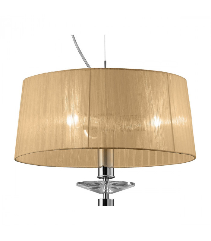 Tiffany Pendant 3+1 Light E27+G9 Polished Chrome With Soft Bronze Shade & Clear Crystal-4