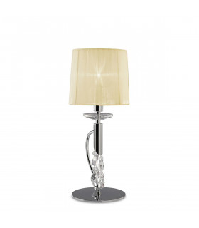 Tiffany Table Lamp 1+1 Light E14+G9 Polished Chrome With Cream Shade & Clear Crystal-1