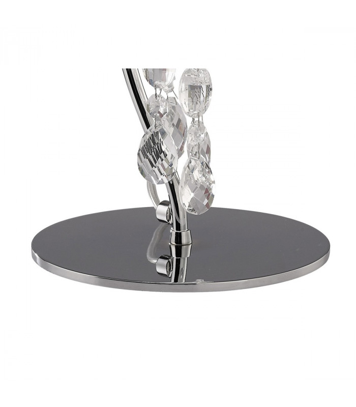 Tiffany Table Lamp 1+1 Light E14+G9 Polished Chrome With Cream Shade & Clear Crystal-3