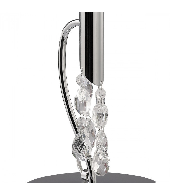 Tiffany Table Lamp 1+1 Light E14+G9 Polished Chrome With Cream Shade & Clear Crystal-4