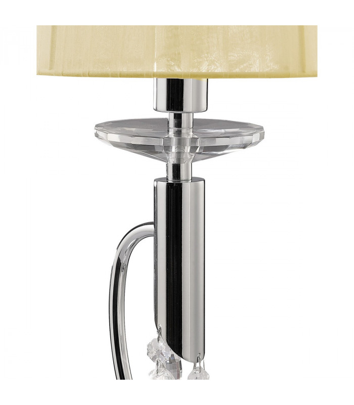 Tiffany Table Lamp 1+1 Light E14+G9 Polished Chrome With Cream Shade & Clear Crystal-5