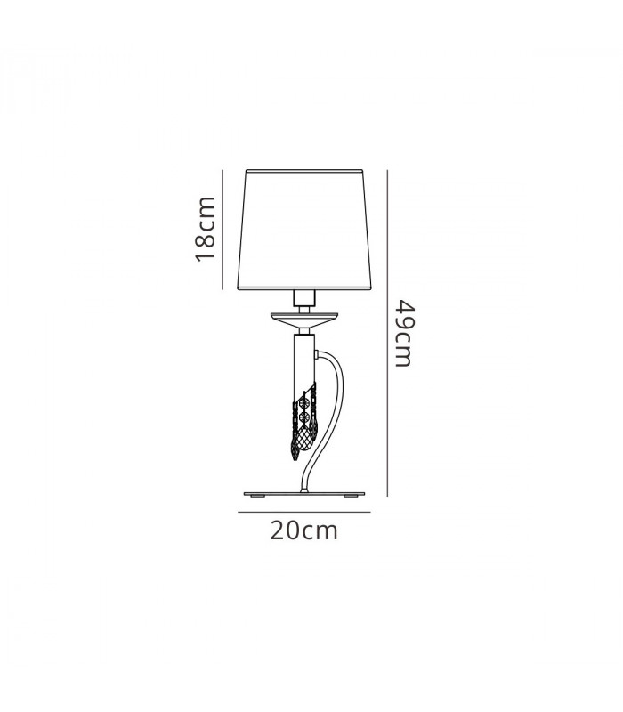 Tiffany Table Lamp 1+1 Light E14+G9 Polished Chrome With Cream Shade & Clear Crystal-7
