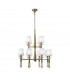 Tiffany Pendant 2 Tier 12+12 Light E14+G9 Antique Brass With White Shades & Clear Crystal-1