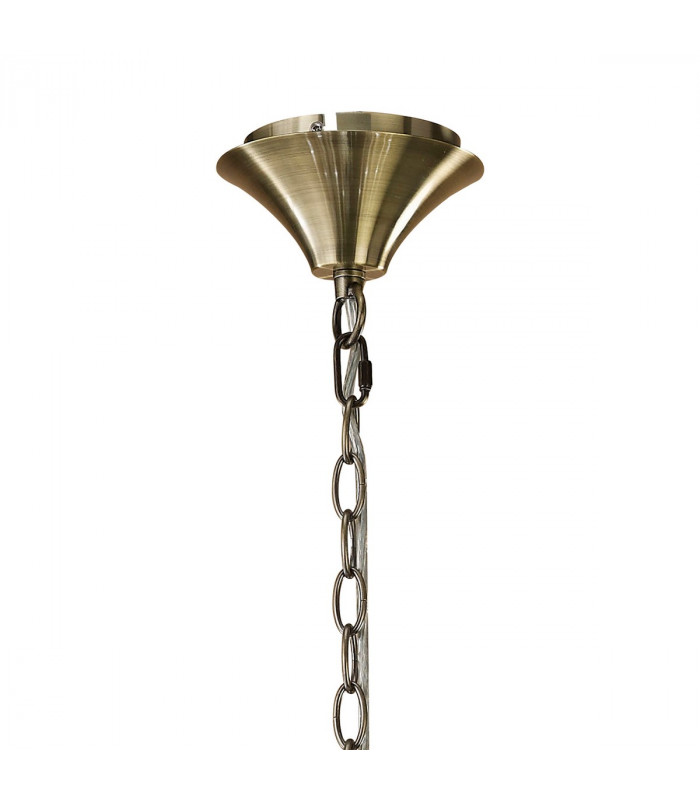 Tiffany Pendant 2 Tier 12+12 Light E14+G9 Antique Brass With White Shades & Clear Crystal-3