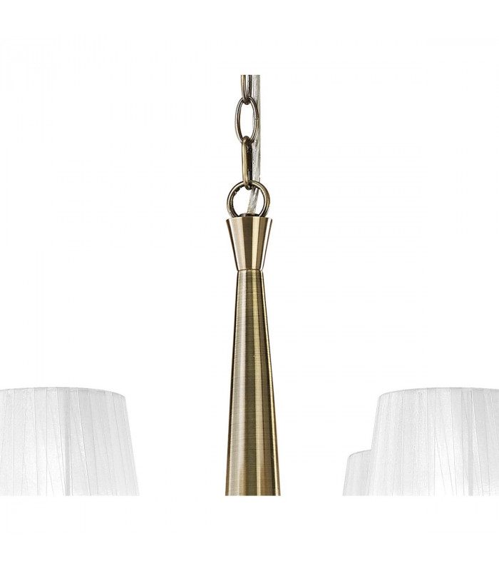 Tiffany Pendant 2 Tier 12+12 Light E14+G9 Antique Brass With White Shades & Clear Crystal-4