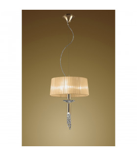 Tiffany Pendant 3+1 Light E27+G9 French Gold With Soft Bronze Shade & Clear Crystal-2