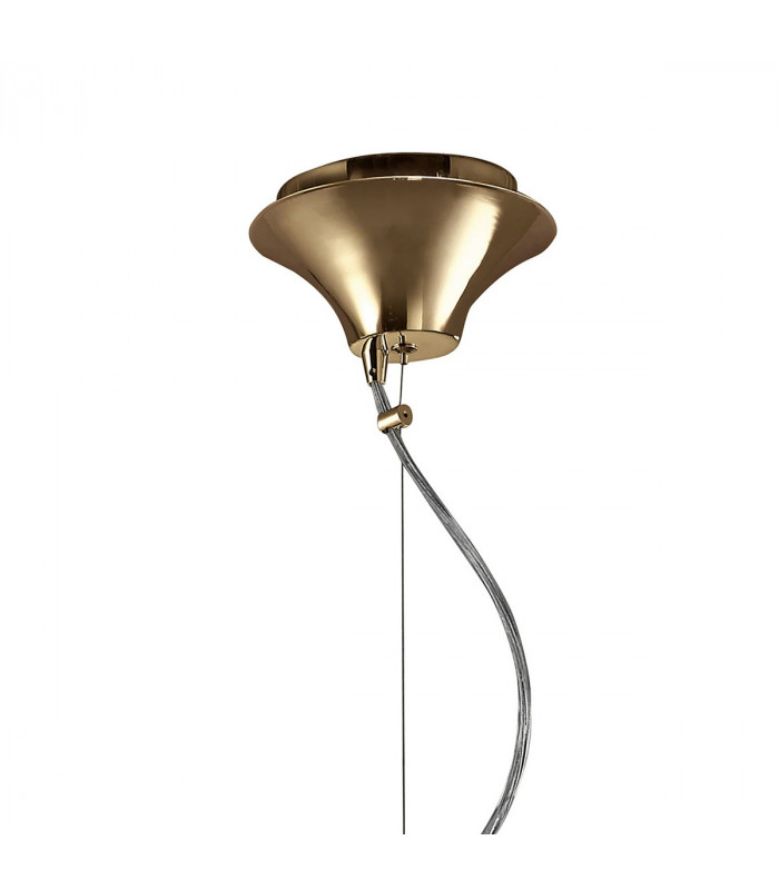 Tiffany Pendant 3+1 Light E27+G9 French Gold With Soft Bronze Shade & Clear Crystal-3