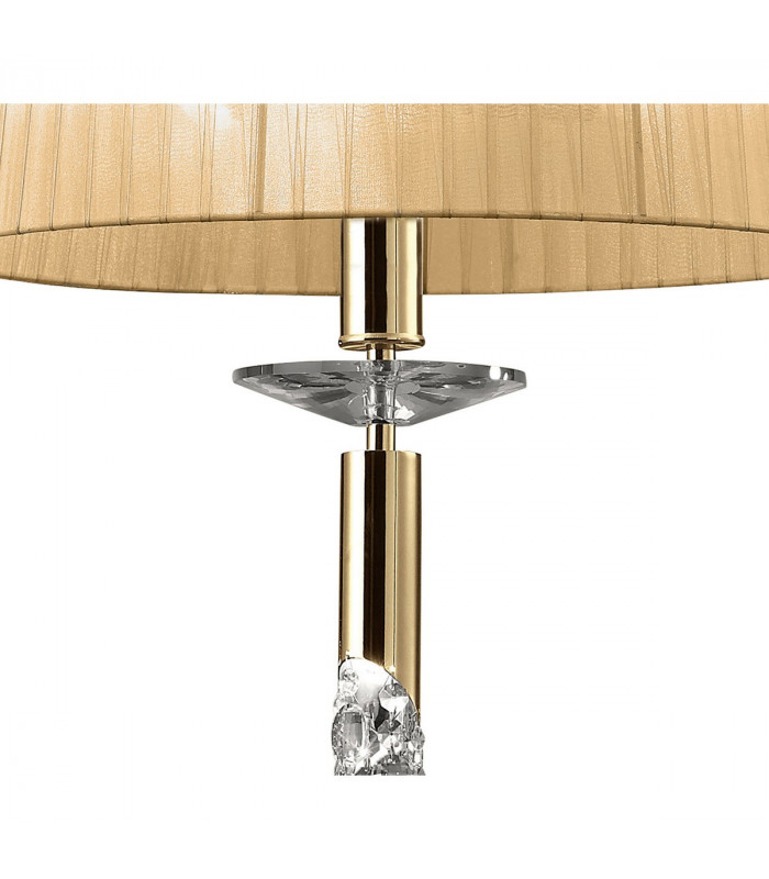 Tiffany Pendant 3+1 Light E27+G9 French Gold With Soft Bronze Shade & Clear Crystal-5