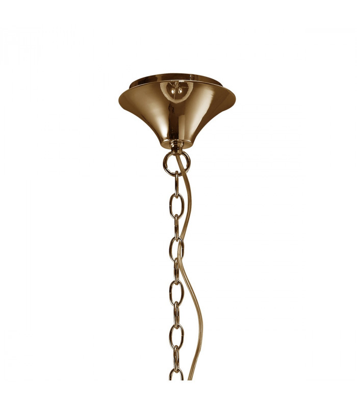 Tiffany Pendant 3+3 Light E14+G9 French Gold With Cream Shade & Clear Crystal-3