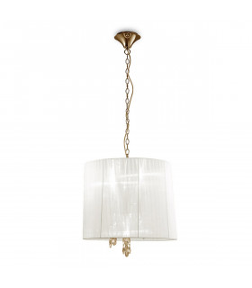Tiffany Pendant 3+3 Light E14+G9 French Gold With White Shade & Clear Crystal-1
