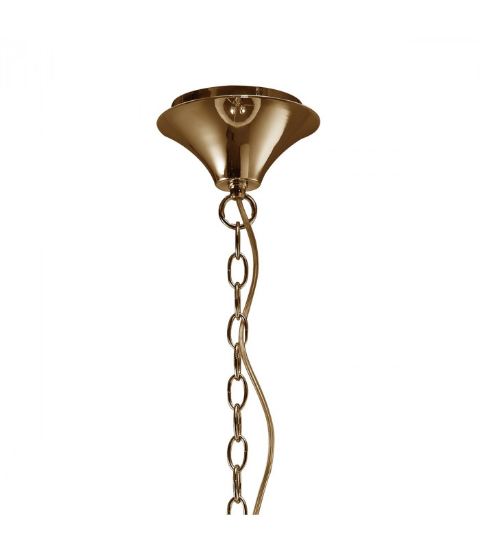 Tiffany Pendant 3+3 Light E14+G9 French Gold With White Shade & Clear Crystal-3