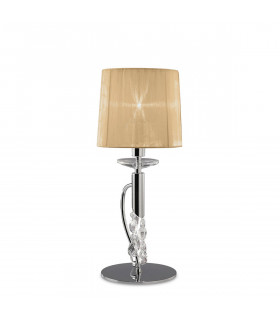 Tiffany Table Lamp 1+1 Light E14+G9 Polished Chrome With Soft Bronze Shade & Clear Crystal-1