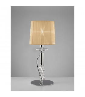 Tiffany Table Lamp 1+1 Light E14+G9 Polished Chrome With Soft Bronze Shade & Clear Crystal-2