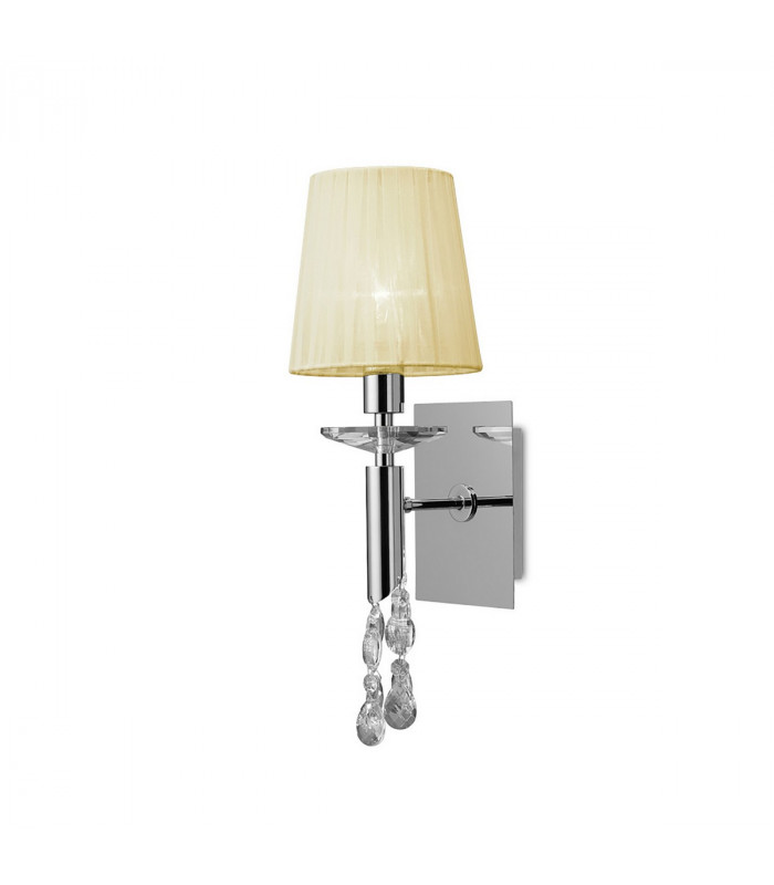 Tiffany Wall Lamp Switched 1+1 Light E14+G9 Polished Chrome With Cream Shade & Clear Crystal-1