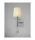 Tiffany Wall Lamp Switched 1+1 Light E14+G9 Polished Chrome With Cream Shade & Clear Crystal-2
