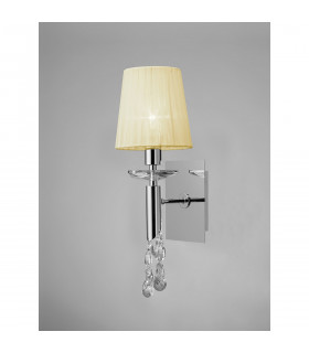Tiffany Wall Lamp Switched 1+1 Light E14+G9 Polished Chrome With Cream Shade & Clear Crystal-2