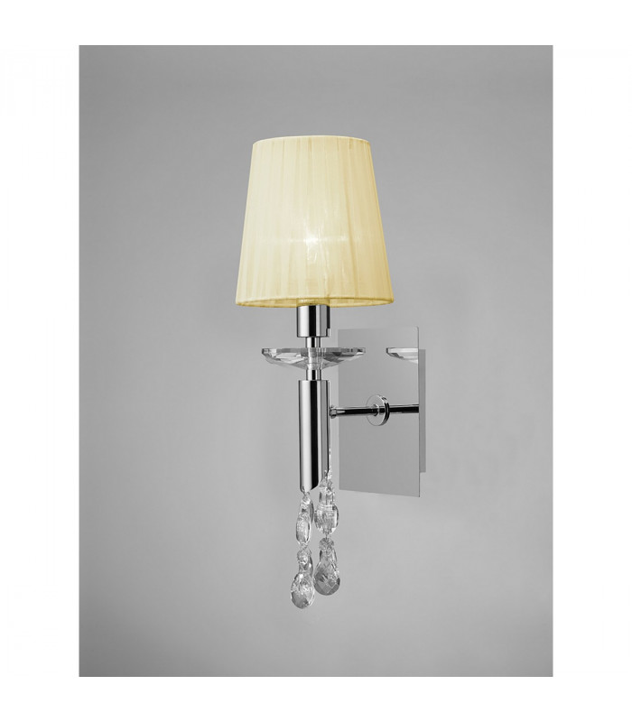 Tiffany Wall Lamp Switched 1+1 Light E14+G9 Polished Chrome With Cream Shade & Clear Crystal-2